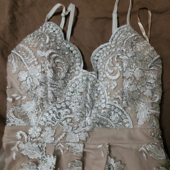 Indikah Nude silver lace dress - Picture 2 of 3